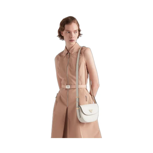 Prada Arqué leather shoulder bag with flap