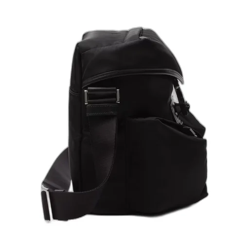 Re-Nylon and leather shoulder bag