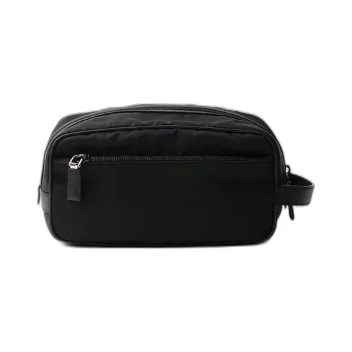 Re-Nylon and Saffiano leather travel pouch