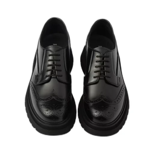 Brushed Leather Derby Brogue Shoes
