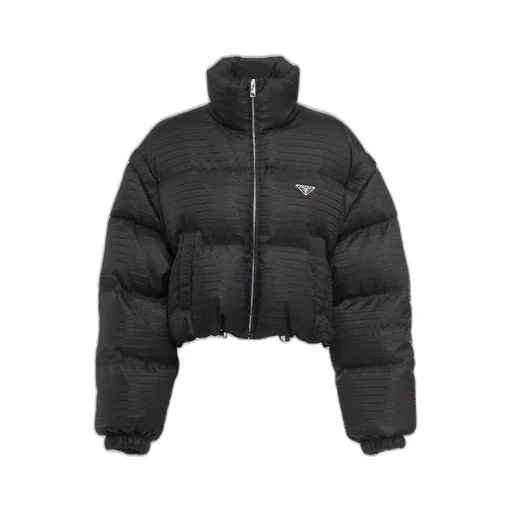 Re-Nylon cropped hooded down jacket