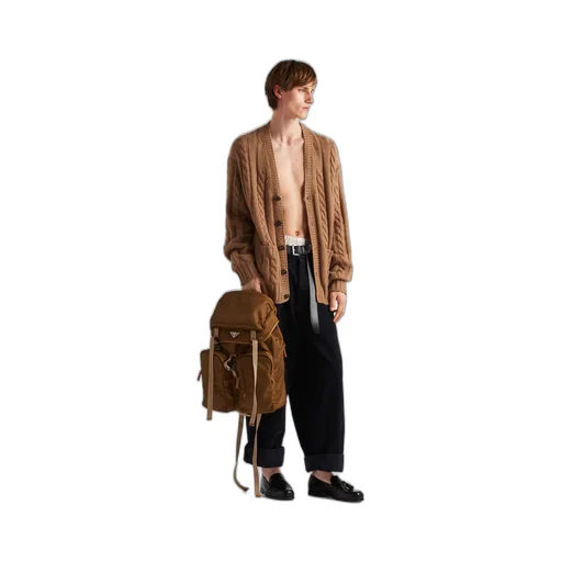 Re-Nylon and leather backpack