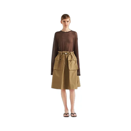 Cotton satin midi-skirt