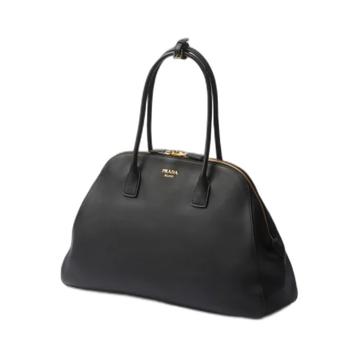 Large leather tote bag with zipper closure