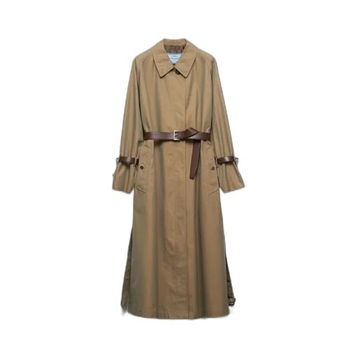Single-breasted cotton twill trench coat
