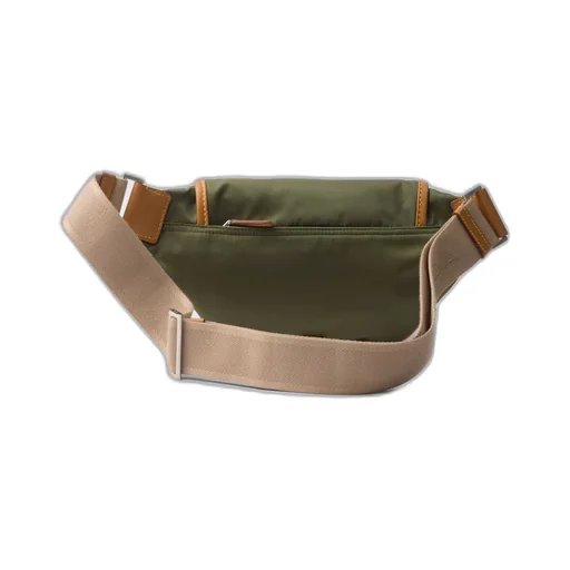 Re-Nylon and leather shoulder bag