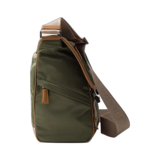 Re-Nylon and leather shoulder bag