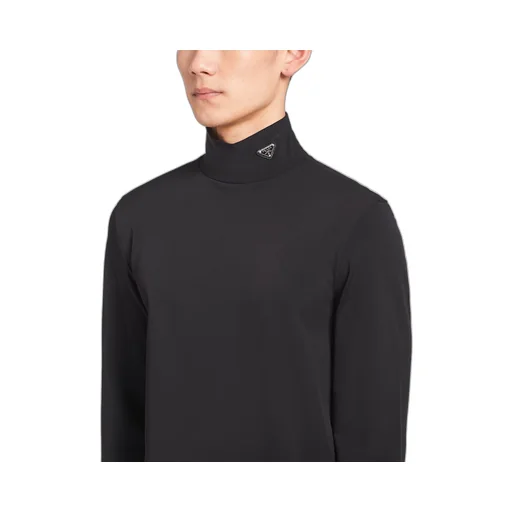 Technical jersey mock turtleneck
