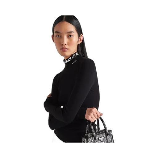 Viscose turtleneck with crystals