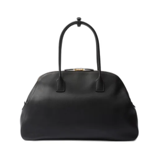 Large leather tote bag with zipper closure