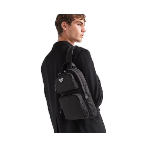Re-Nylon and Saffiano leather backpack