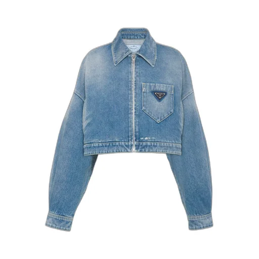 Cropped organic denim jacket