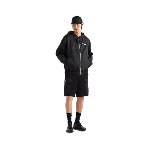 Cotton fleece Bermudas with Re-Nylon details