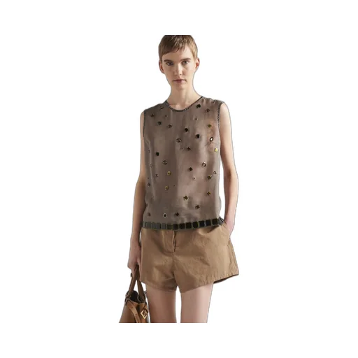 Panama cotton and linen shorts