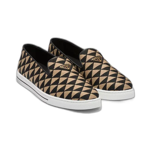 Embroidered technical fabric slip-on shoes
