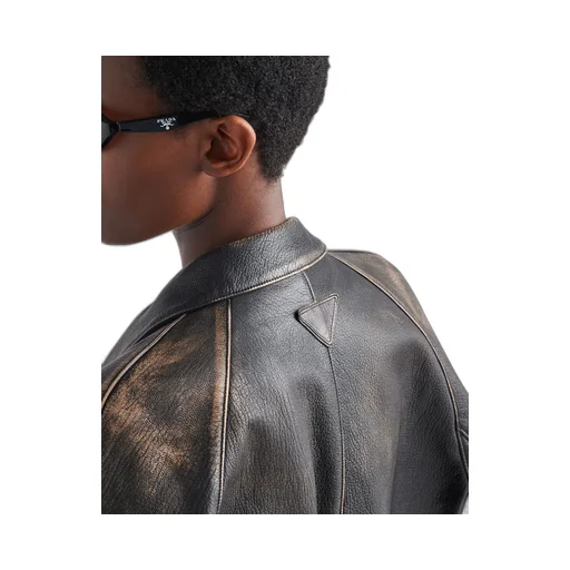 Leather blouson jacket