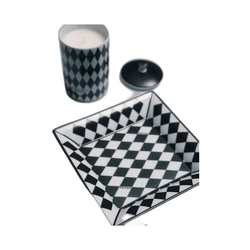 Large square porcelain catchall tray - Checkerboard