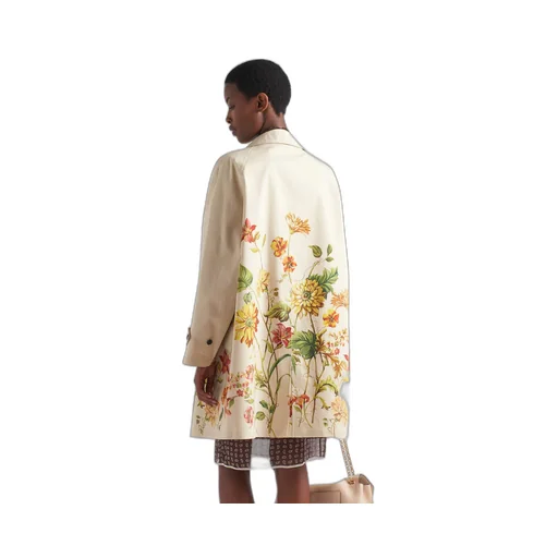 Printed cotton single-breasted coat