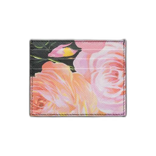 Printed Saffiano leather card holder