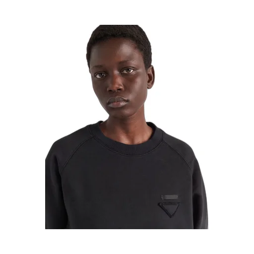Crew-neck sweatshirt with feather trim
