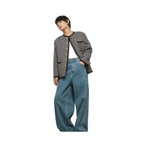 Wool gingham jacket with Interlocking G