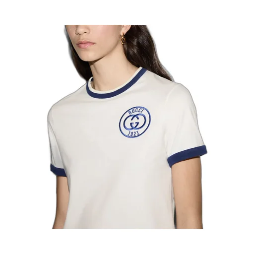 Cotton jersey T-shirt with Gucci embroidery