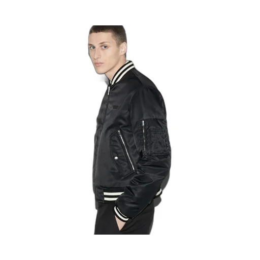 Reversible nylon bomber jacket