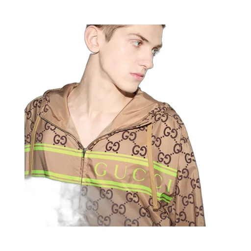 Light nylon GG print hooded jacket