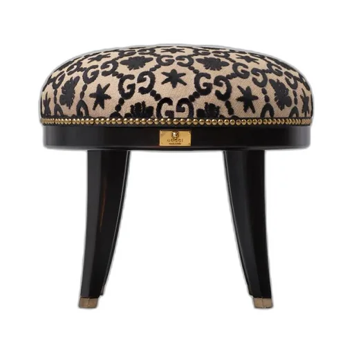 GG bee and star jacquard round stool