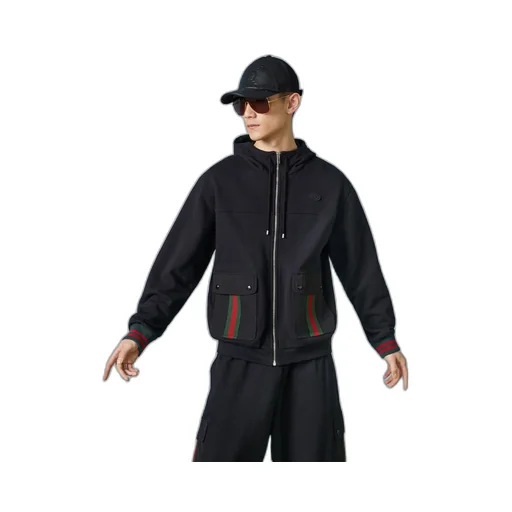 Cotton jersey hooded jacket with Web