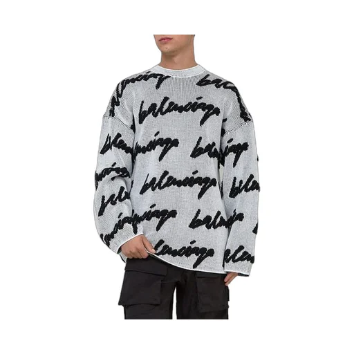 3D Scribble Crewneck Cotton Knit