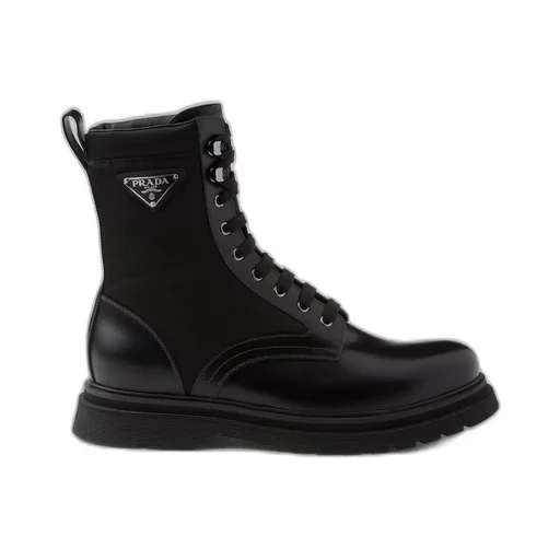 Brushed rois leather and Re-Nylon booties