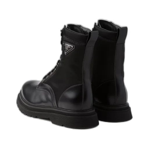 Brushed rois leather and Re-Nylon booties