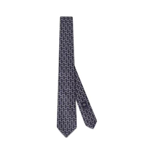 Horsebit silk jacquard tie