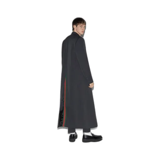 Wool coat with 'Ancora' embroidery