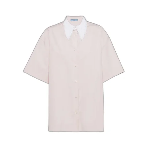 Poplin shirt with fringed collar