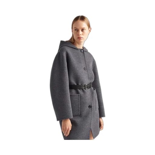 Single-breasted double wool coat