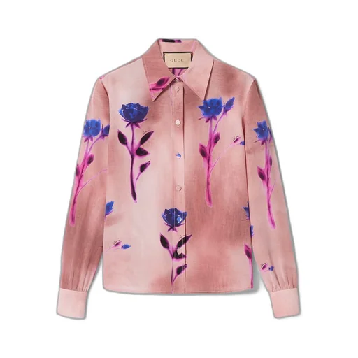 Floral print crêpe de chine shirt
