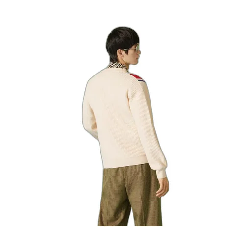 Knit cotton cardigan with patch