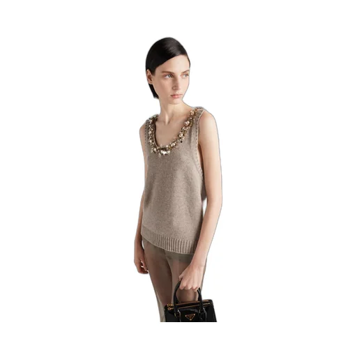 Sleeveless wool and cashmere top