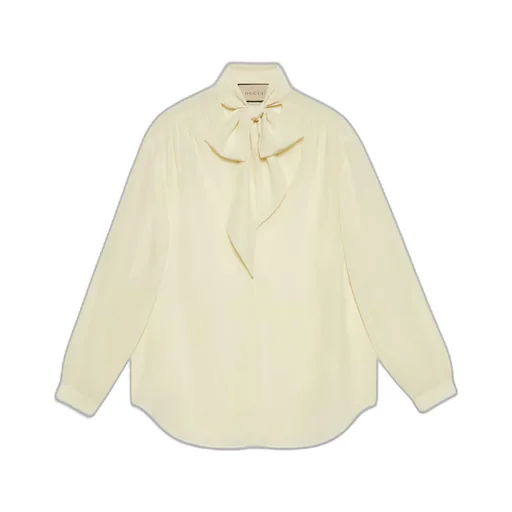 Crêpe satin shirt with neck tie