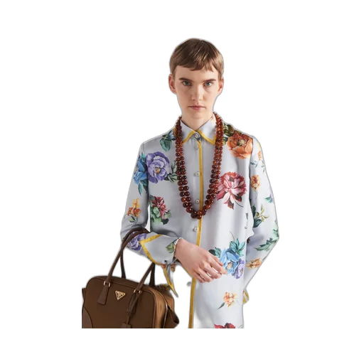 Printed silk twill mini-dress