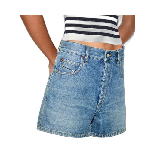 Regular denim shorts with Horsebit