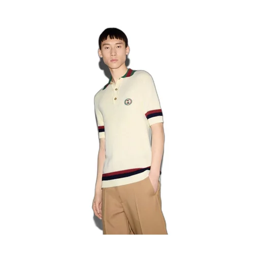 Knit cotton polo T-shirt with Web