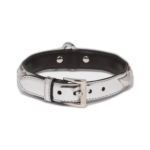 Studded brushed leather pet collar