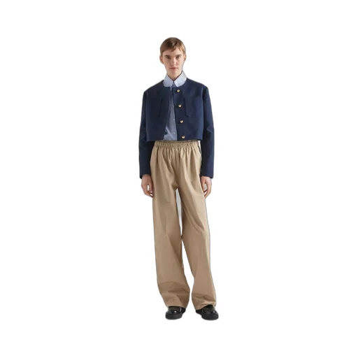 Embroidered striped technical cotton shirt