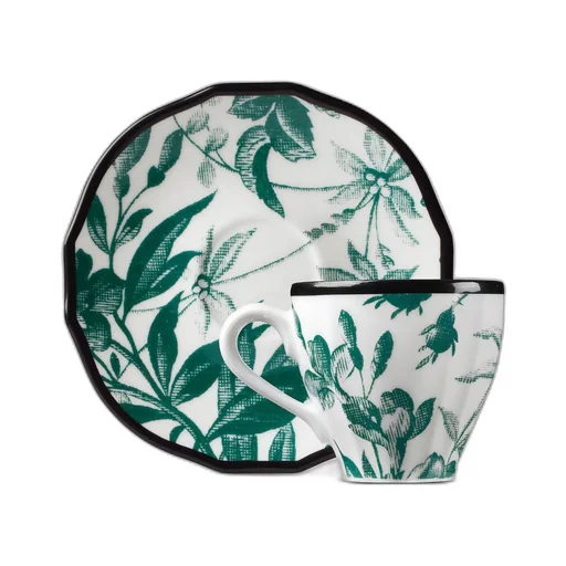 Herbarium coffee cup and saucer, double set