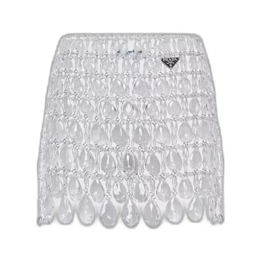 Miniskirt with jeweled fringe