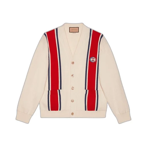 Knit cotton cardigan with patch