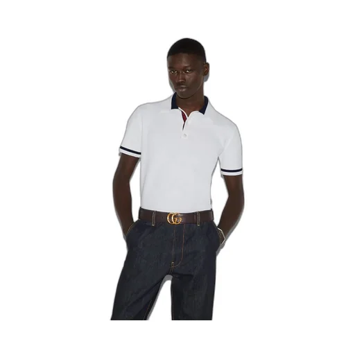Knit cotton polo shirt with intarsia